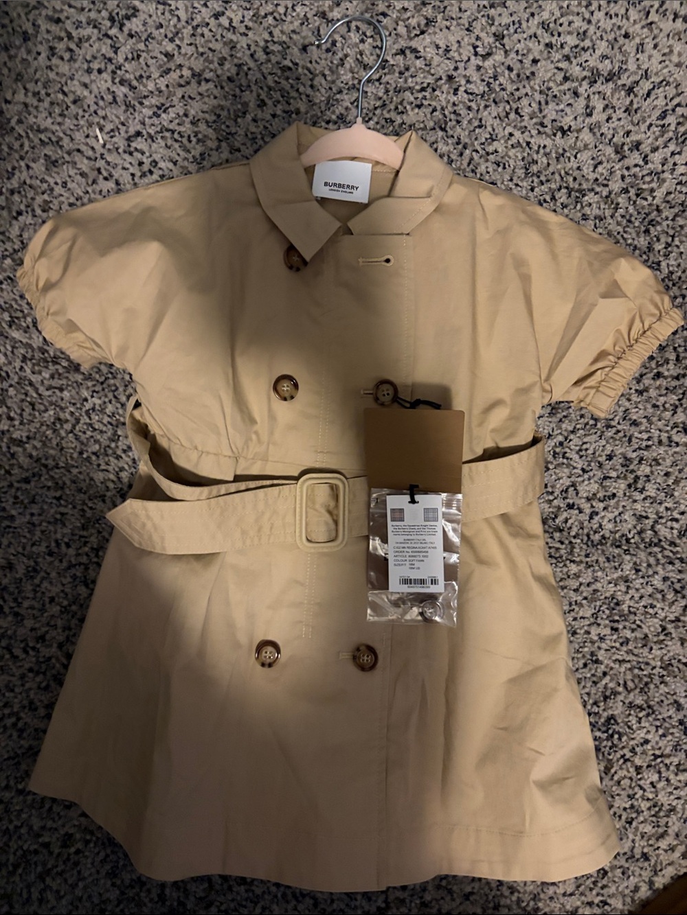 Burberry Tan Short-Sleeve Trench Coat with Belt